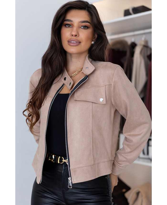 Kurtka Zamszowa Amber Ciemny Beż