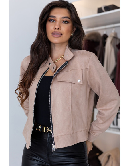 Kurtka Zamszowa Amber Ciemny Beż