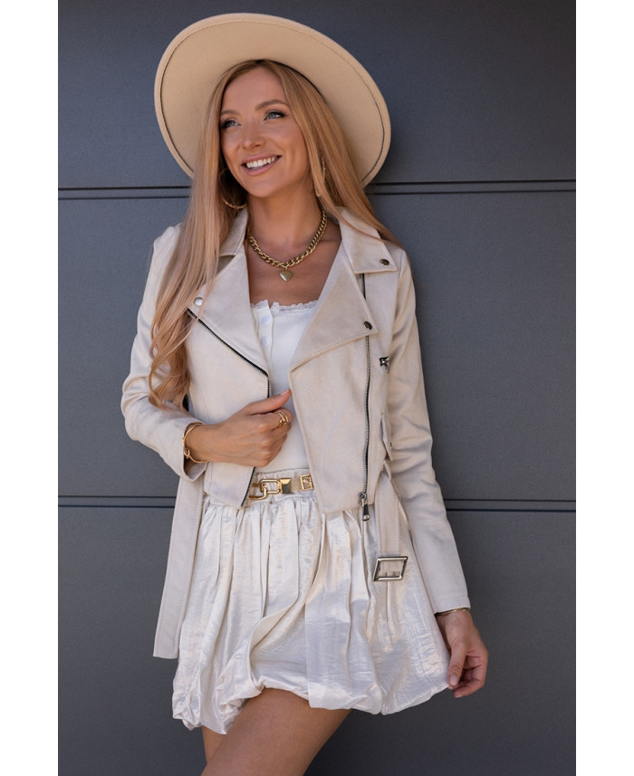 Kurtka Ramoneska Zamszowa Beżowa