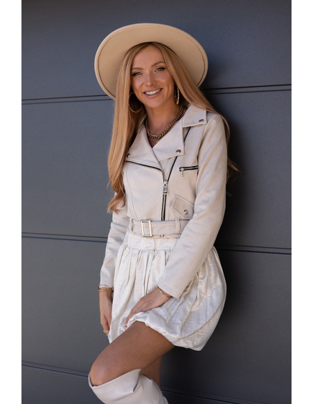 Kurtka Ramoneska Zamszowa Beżowa