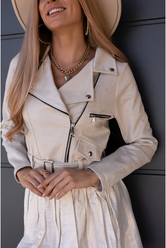 Kurtka Ramoneska Zamszowa Beżowa