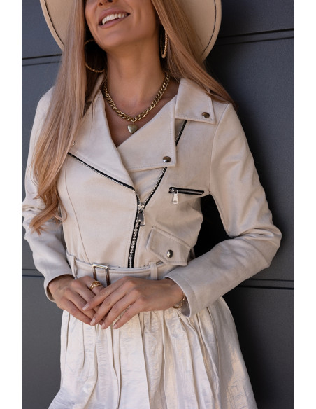 Kurtka Ramoneska Zamszowa Beżowa