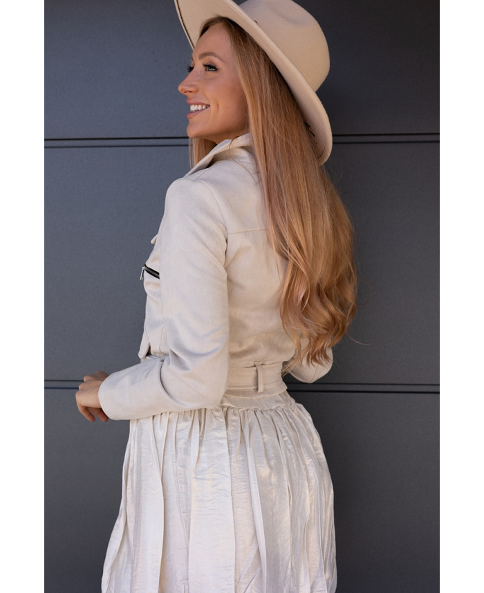 Kurtka Ramoneska Zamszowa Beżowa