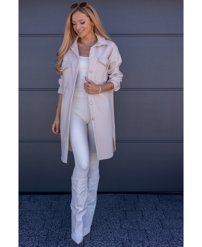 Kurtka Koszulowa Long Beżowa