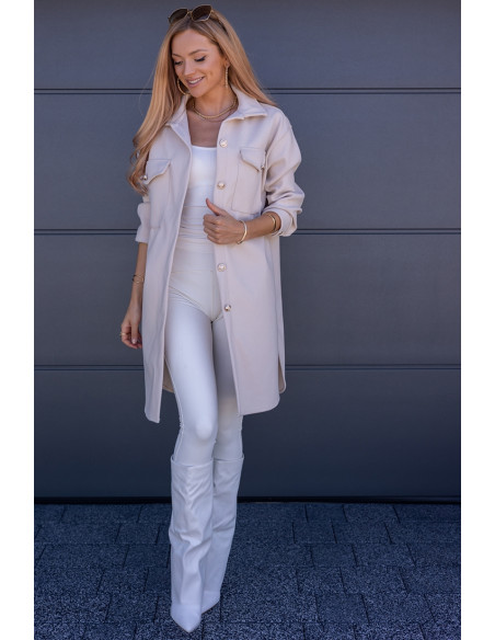 Kurtka Koszulowa Long Beżowa