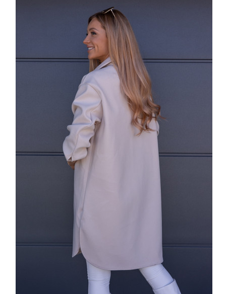 Kurtka Koszulowa Long Beżowa