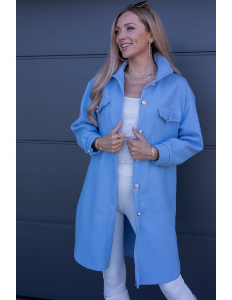 Kurtka Koszulowa Long Błękitna