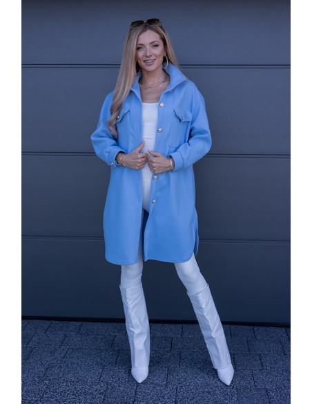 Kurtka Koszulowa Long Błękitna