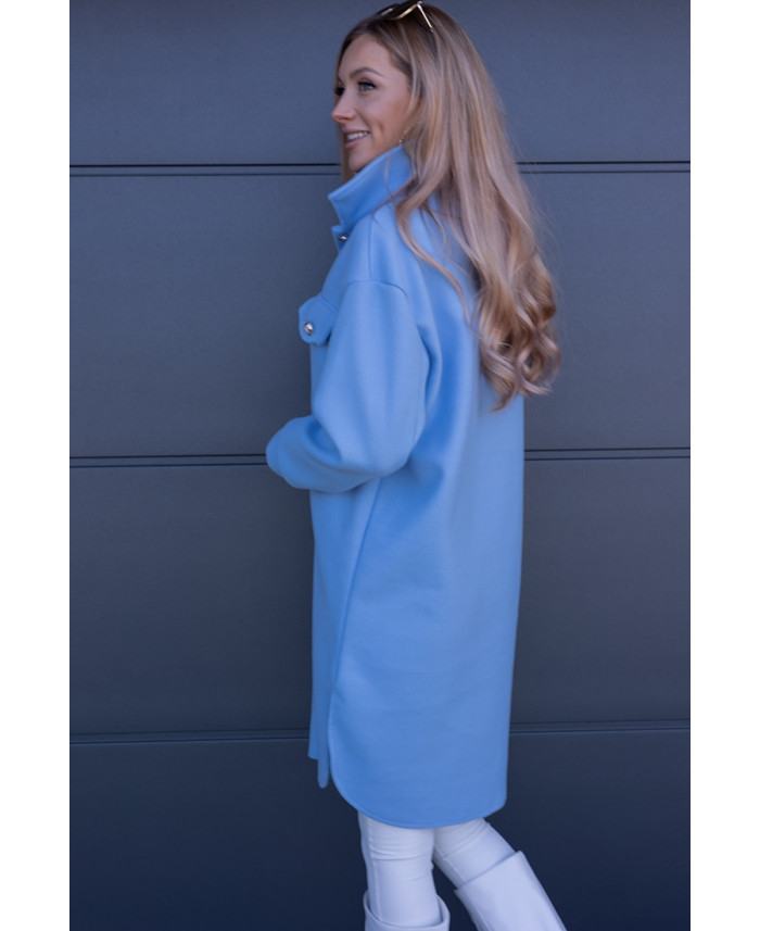 Kurtka Koszulowa Long Błękitna