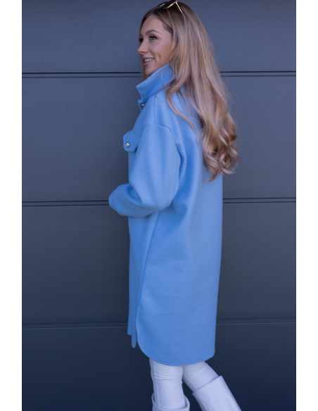 Kurtka Koszulowa Long Błękitna