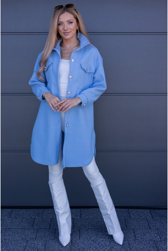 Kurtka Koszulowa Long Błękitna