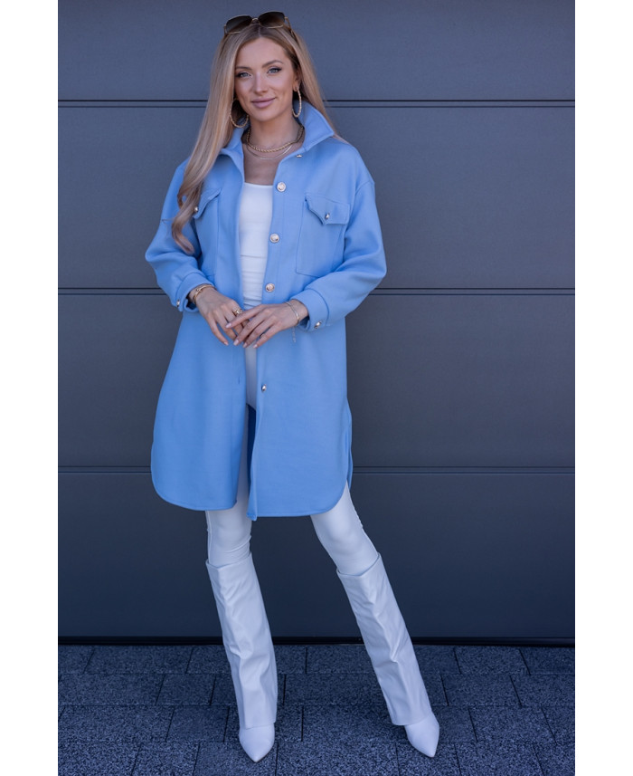 Kurtka Koszulowa Long Błękitna