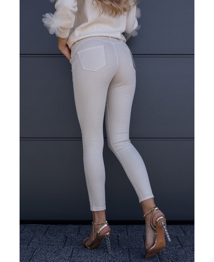 Spodnie Jeans Slim Beżowe