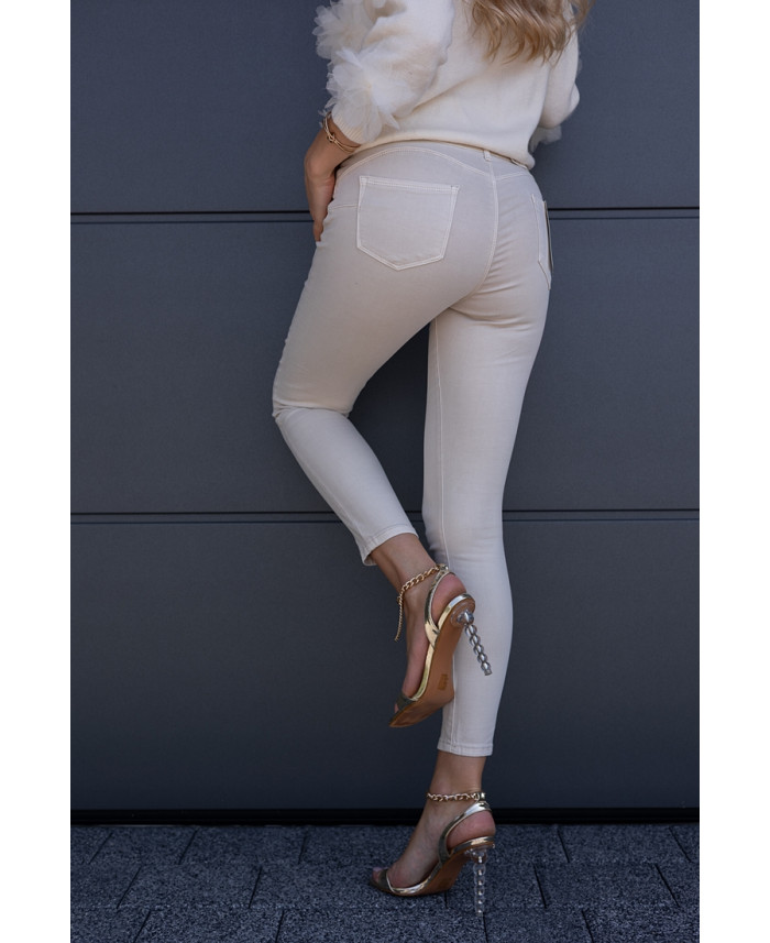 Spodnie Jeans Slim Beżowe