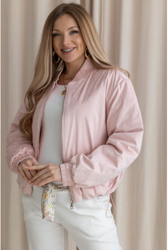 Kurtka Bomberka Zamszowa Pudrowy Róż 2