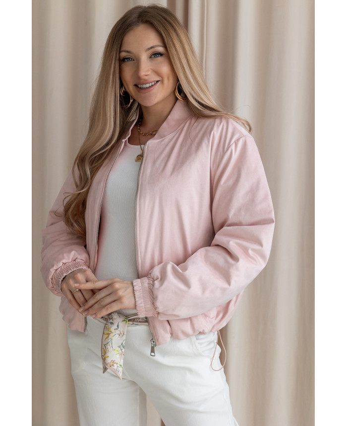 Kurtka Bomberka Zamszowa Pudrowy Róż