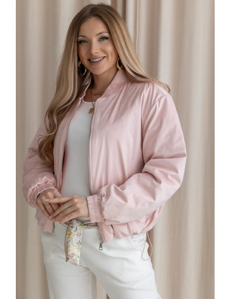 Kurtka Bomberka Zamszowa Pudrowy Róż