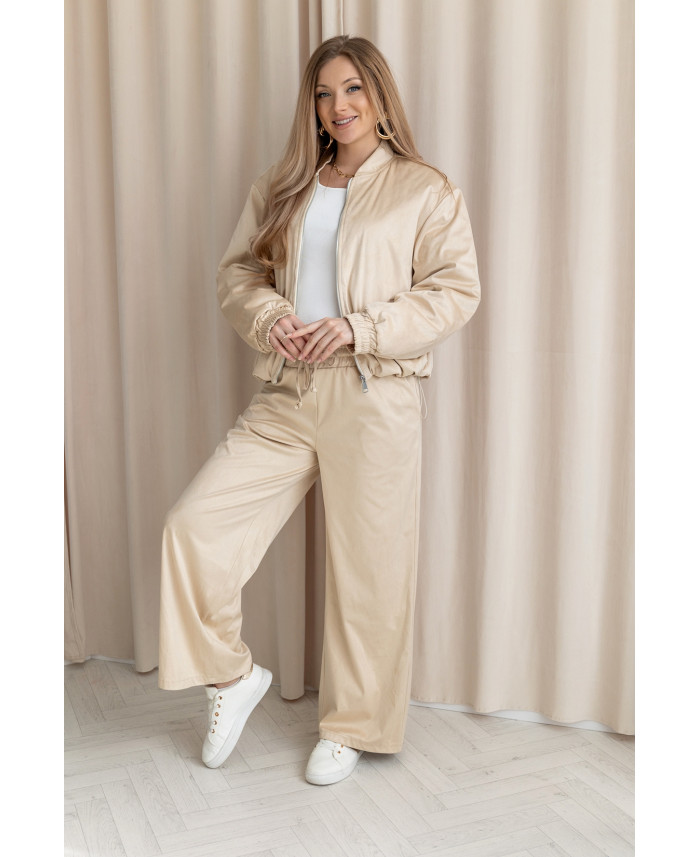 Kurtka Bomberka Zamszowa Beżowa