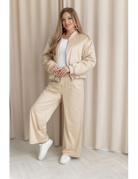 Kurtka Bomberka Zamszowa Beżowa