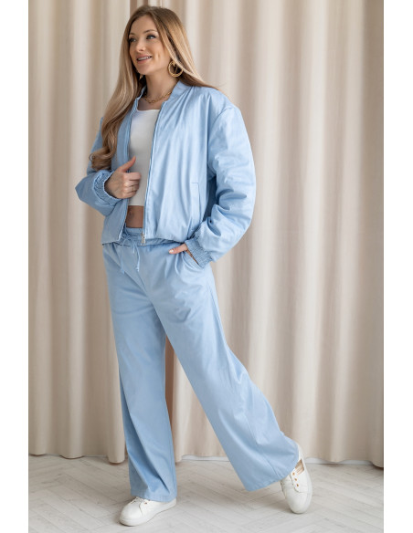 Kurtka Bomberka Zamszowa Błękitna