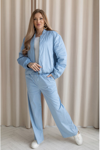 Kurtka Bomberka Zamszowa Błękitna