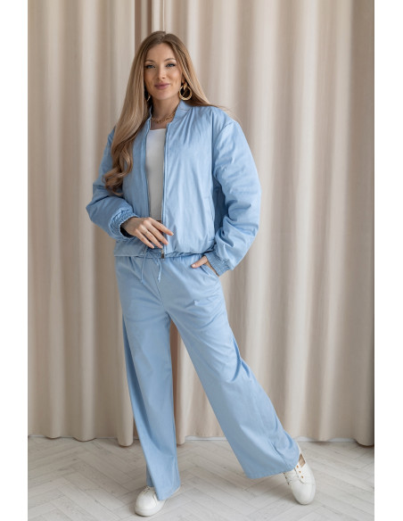 Kurtka Bomberka Zamszowa Błękitna