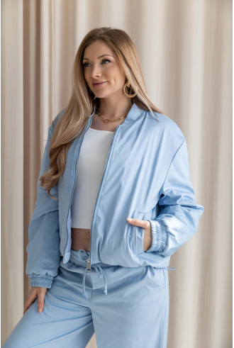 Kurtka Bomberka Zamszowa Błękitna 2