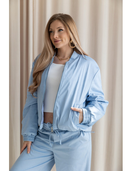 Kurtka Bomberka Zamszowa Błękitna