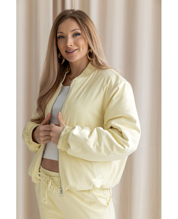 Kurtka Bomberka Zamszowa Żółta