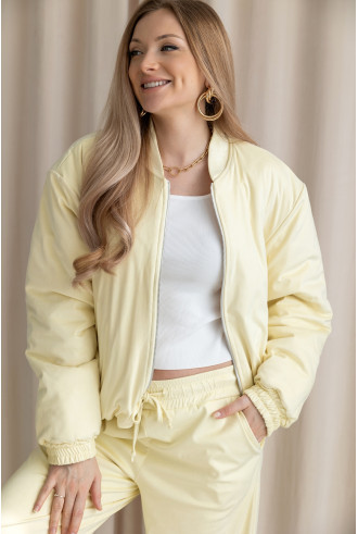 Kurtka Bomberka Zamszowa Żółta