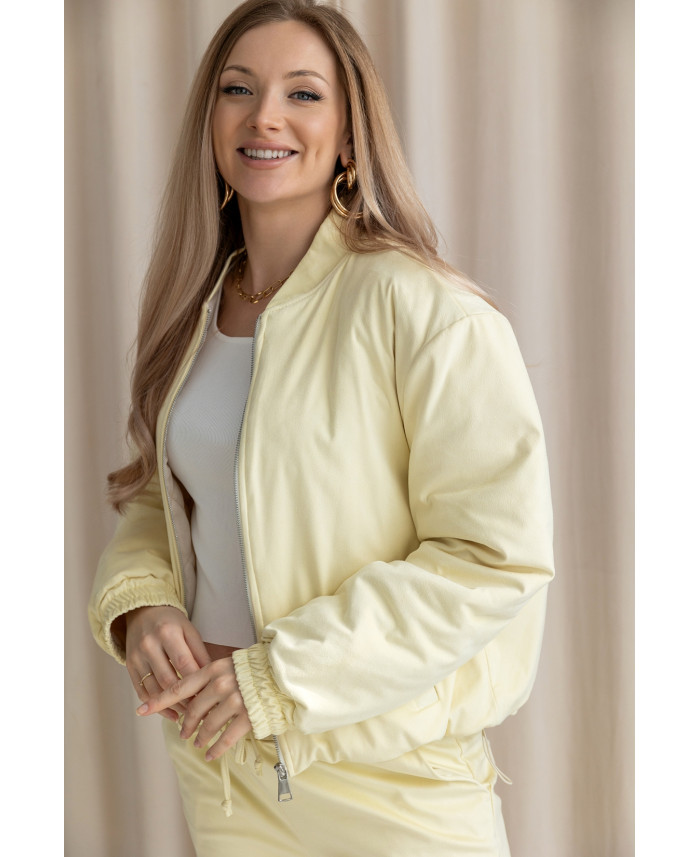 Kurtka Bomberka Zamszowa Żółta