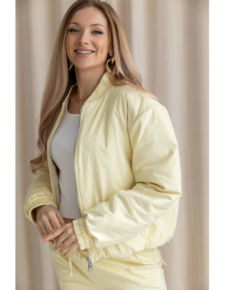 Kurtka Bomberka Zamszowa Żółta