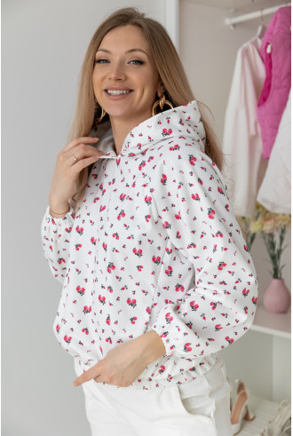 Bluza z Kapturem Flowers Ekri