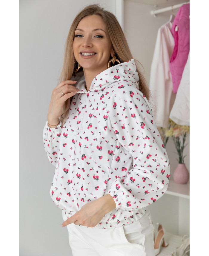 Bluza z Kapturem Flowers Ekri