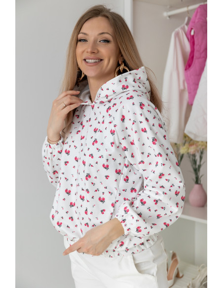 Bluza z Kapturem Flowers Ekri