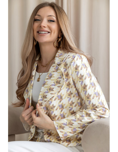 Kurtka Zamszowa Pepitko Żółta