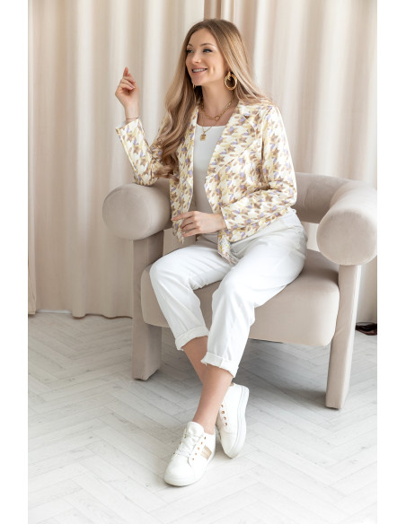 Kurtka Zamszowa Pepitko Żółta