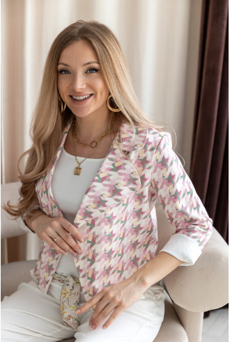 Kurtka Zamszowa Pepitko Różowa 2