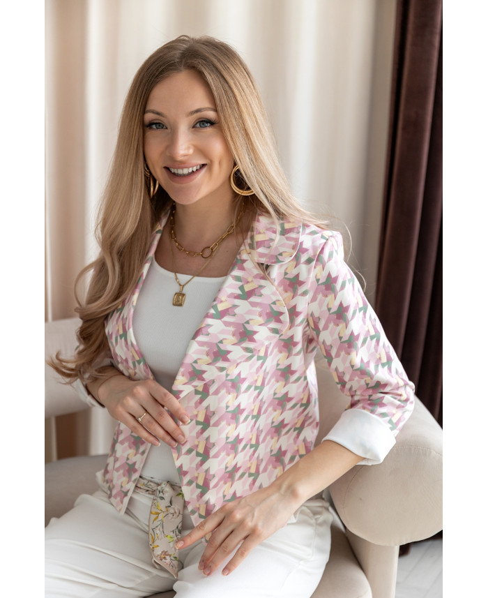 Kurtka Zamszowa Pepitko Różowa