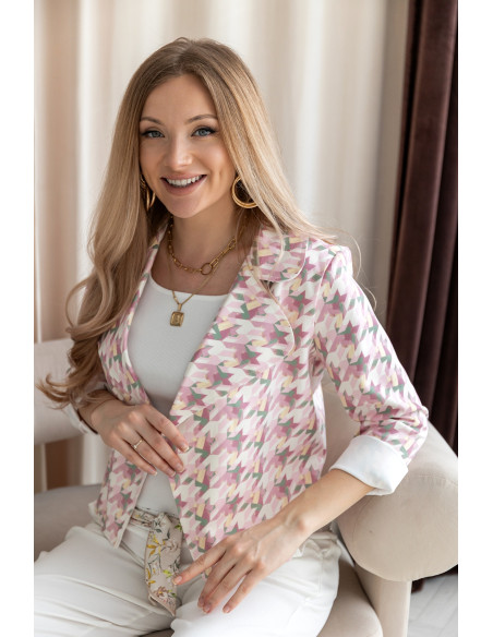 Kurtka Zamszowa Pepitko Różowa