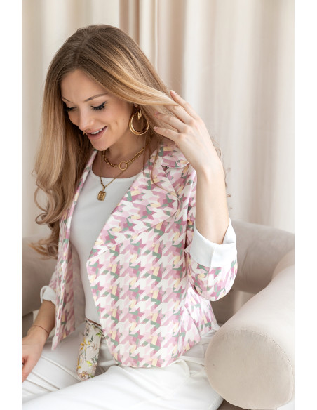 Kurtka Zamszowa Pepitko Różowa