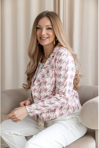 Kurtka Zamszowa Pepitko Różowa