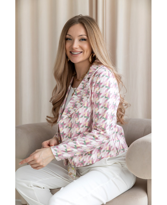 Kurtka Zamszowa Pepitko Różowa