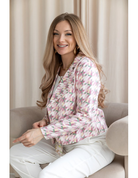 Kurtka Zamszowa Pepitko Różowa