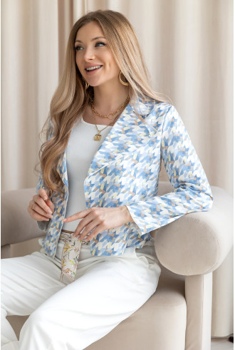 Kurtka Zamszowa Pepitko Niebieska