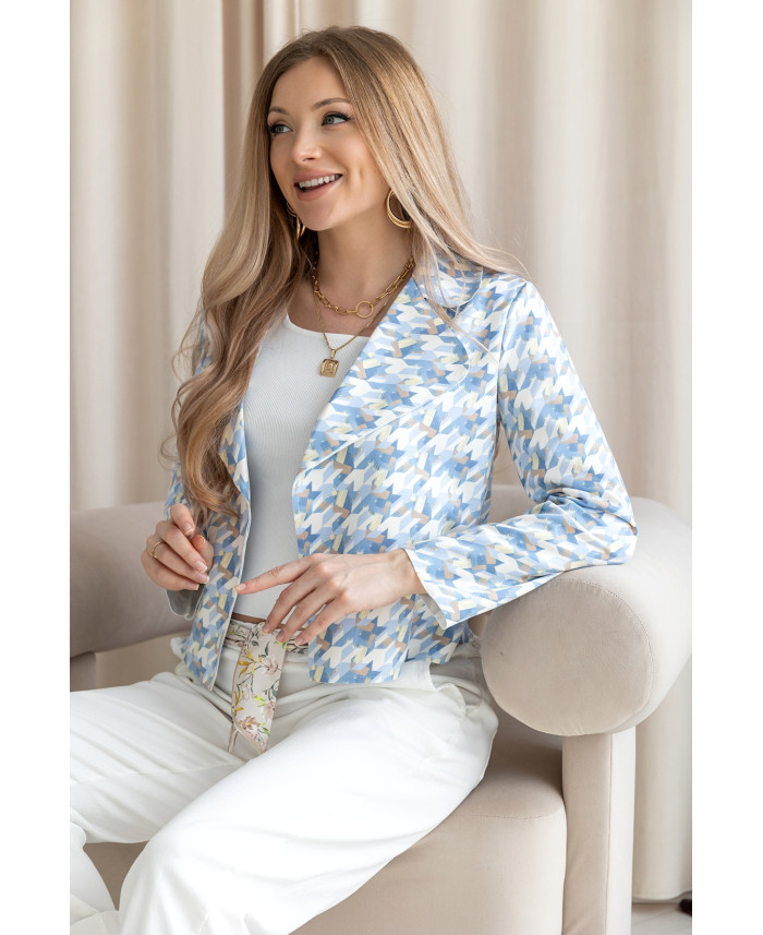 Kurtka Zamszowa Pepitko Niebieska