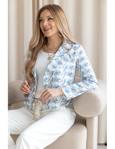 Kurtka Zamszowa Pepitko Niebieska