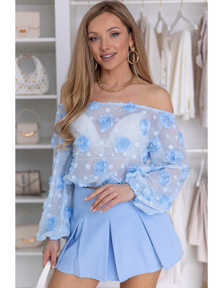 Bluzka Hiszpanka Flora Błękitna