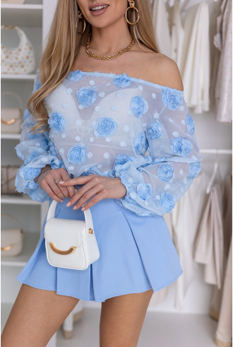 Bluzka Hiszpanka Flora Błękitna 2