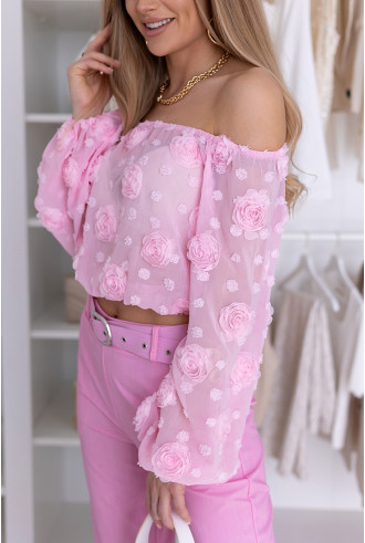 Bluzka Hiszpanka Flora Różowa 2